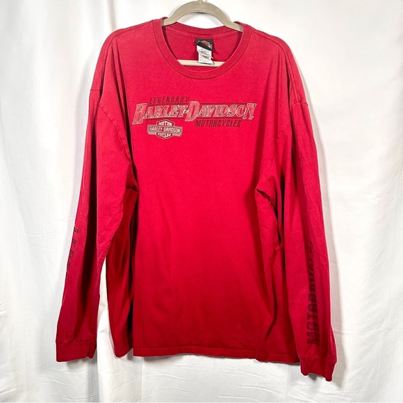 Harley-Davidson Bikercore Oil City Long Sleeve Graphic Tee Vintage Red 2XL - Picture 6 of 17